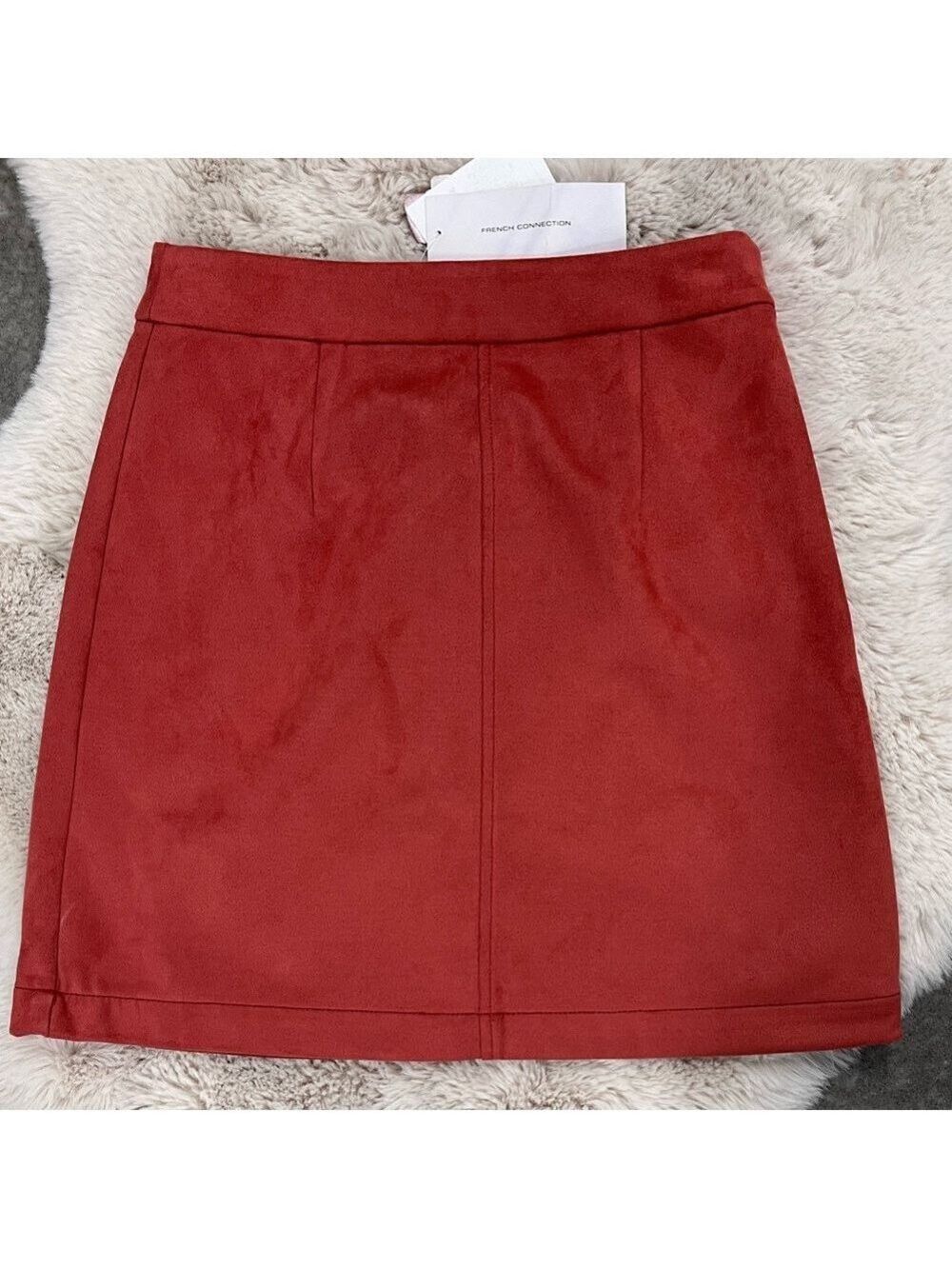 🎩🗝️ NWT $98 French Connection
Patty Drape Mini Skirt Saffron Spice - Picture 5 of 8
